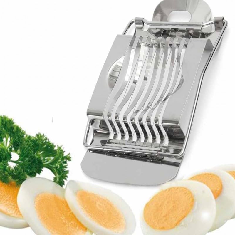 Heavy Duty Stainless Steel Metal Egg Slicer 14 x 8 cm – Durable Manual Boiled Egg Cutter for Perfect Even Slices – Kitchen Tool for Eggs, Mushrooms, Soft Fruits & Salad Preparation