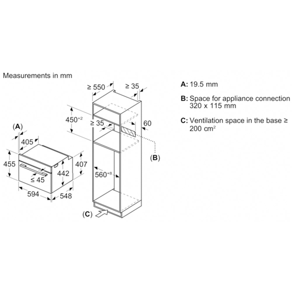 Bosch CMG778NB1 Series 8 45L Built-In Combi Microwave - Black