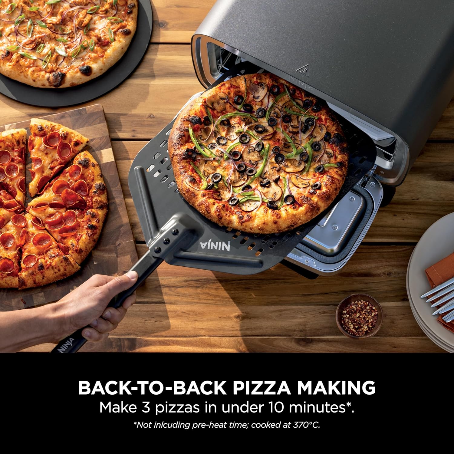 Ninja Artisan MO201UK Electric Outdoor Pizza Oven and Air Fryer - Grey