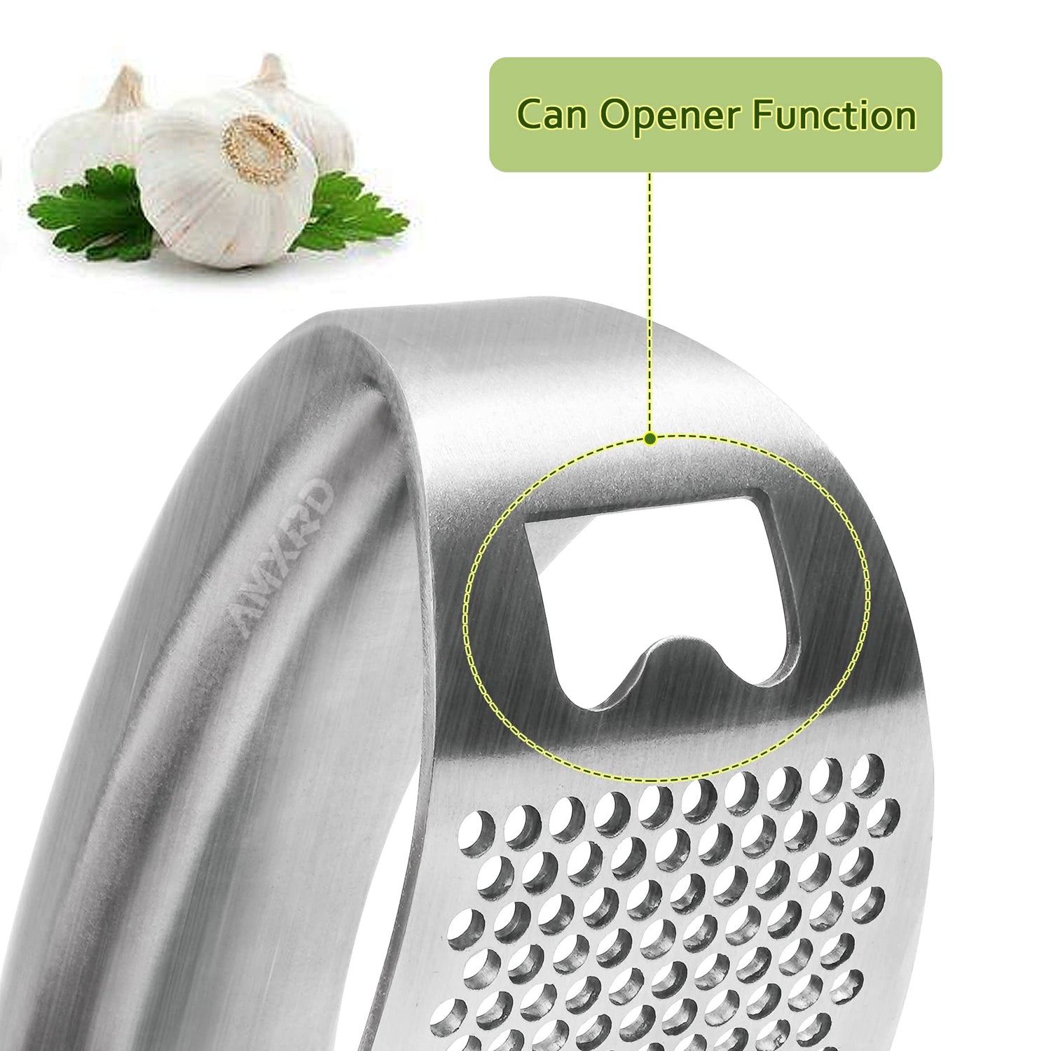 Garlic Press Rocker & Silicone Peeler, Stainless Steel Garlic Mincer Crusher Squeezer Kitchen Tool