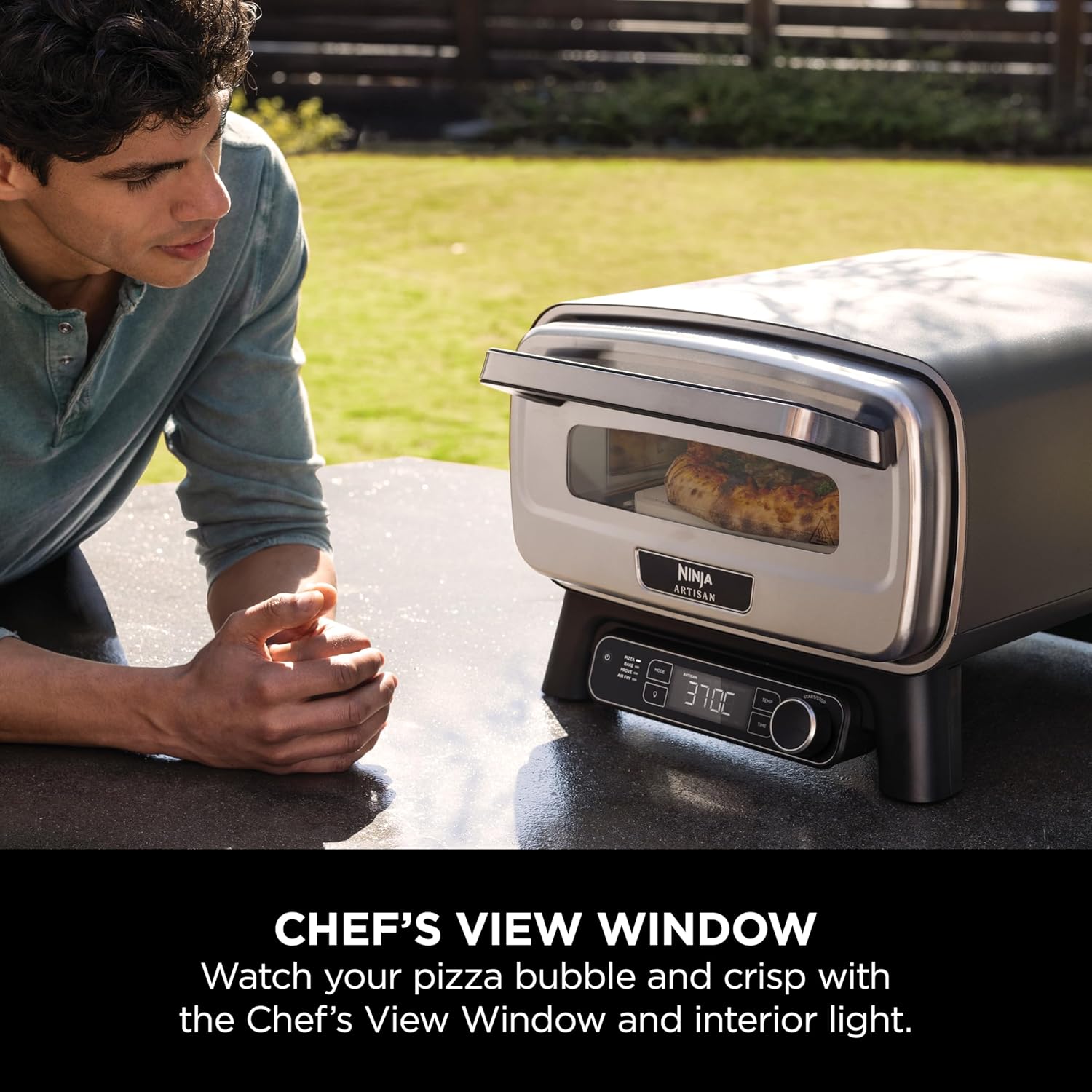Ninja Artisan MO201UK Electric Outdoor Pizza Oven and Air Fryer - Grey