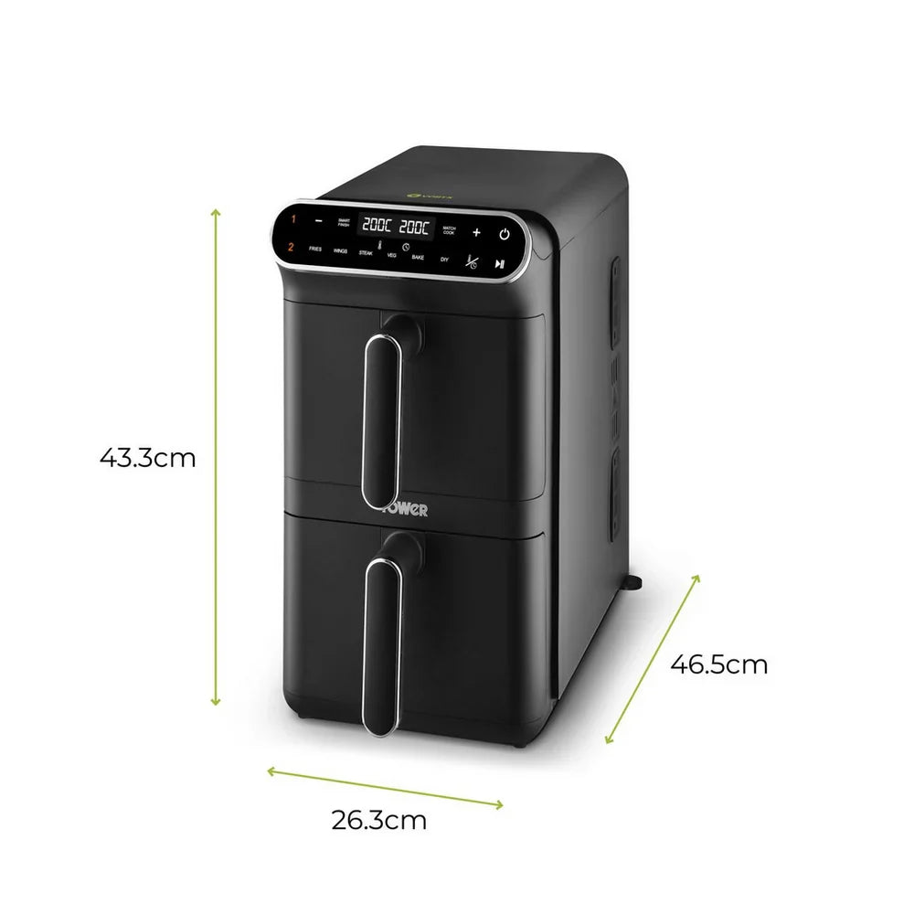 Tower T17190 Vortx 11L Dual Layer Air Fryer - Black with Chrome Trim